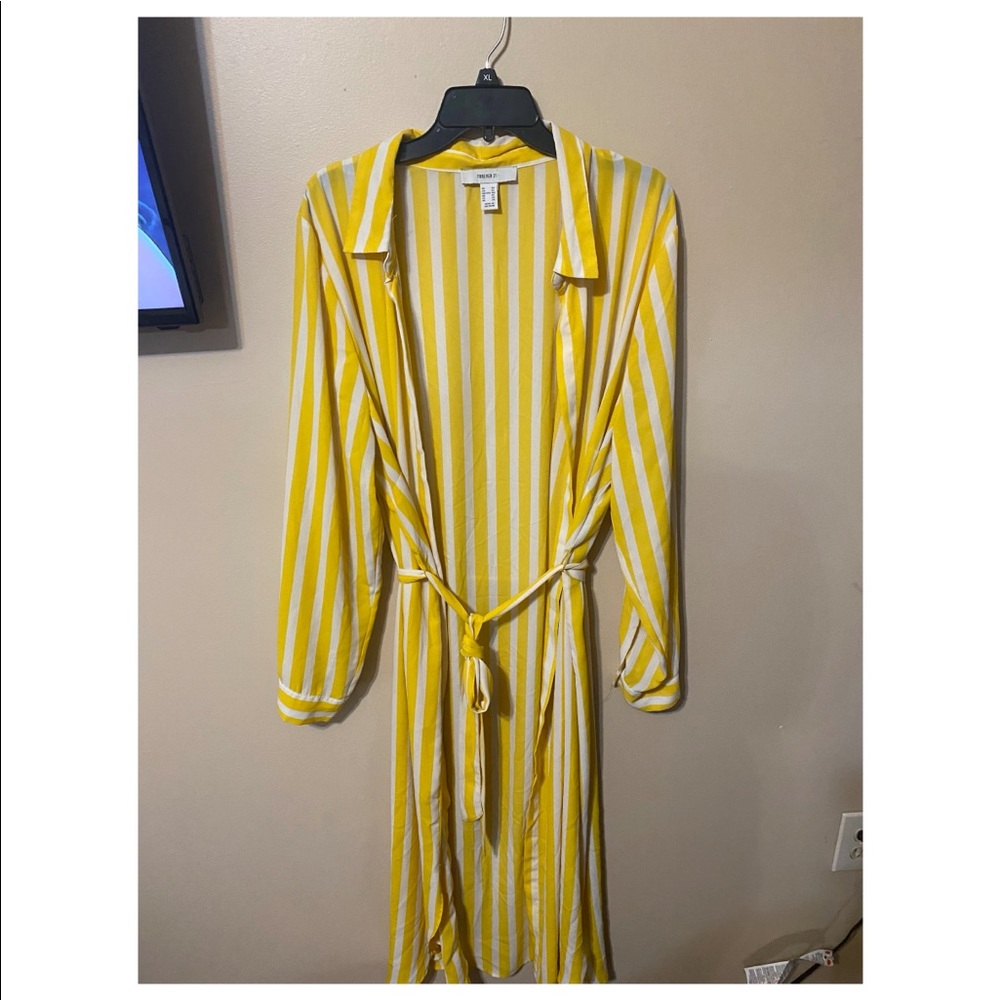 Yellow Stripped Long Sleeve Duster/Cardigan